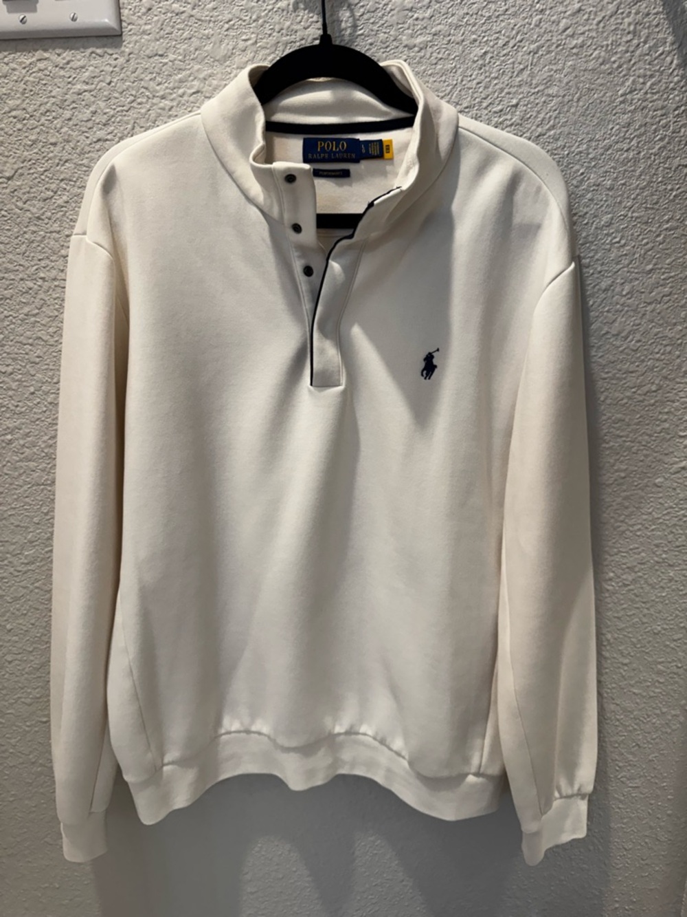 Polo by Ralph Lauren Cream Zip-Up Sweater with Navy Logo